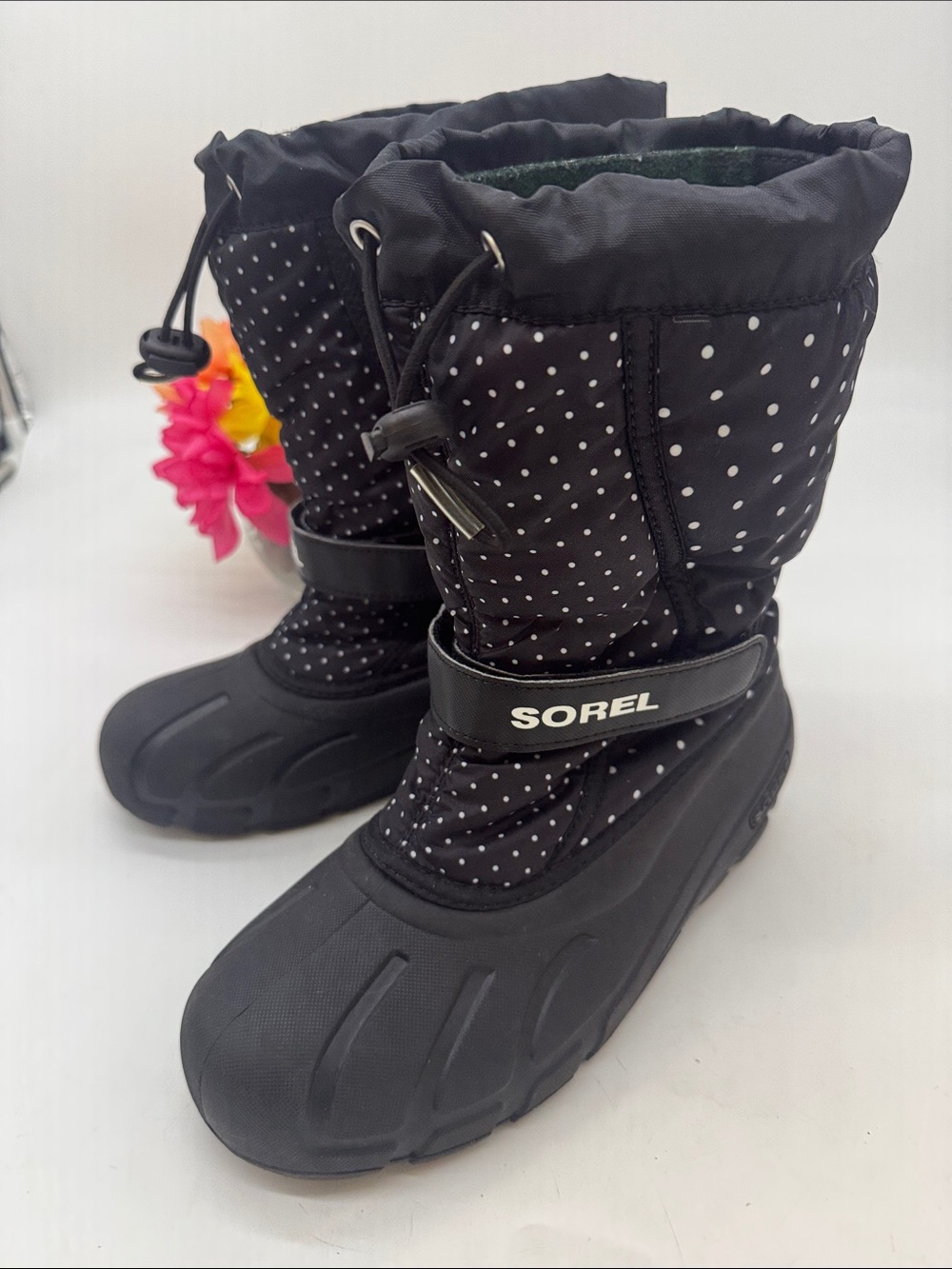 Sorel Kids Black Polka Dot Winter Boots Size 6